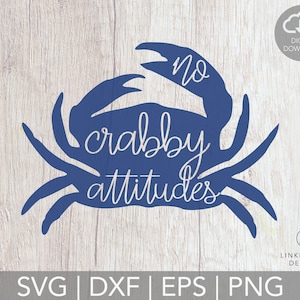 Brak zrzędliwych postaw Svg | Plaża Svg | Zabawa na wakacjach Svg | Krab Svg CYFROWE POBIERANIE