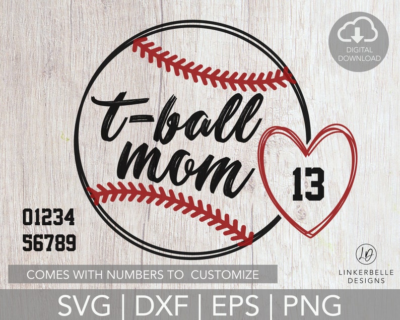 Download T-ball Mom Svg Customizable Tball Mom Svg with Number | Etsy