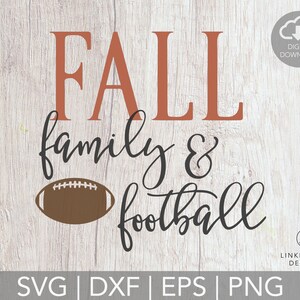 May include: A digital design with the words "FALL family & football" in a mix of fonts and colors. The word "FALL" is in a burnt orange color, while "family & football" is in black script. A brown football graphic is included.