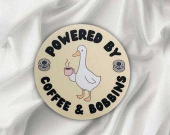 Funny Sewing Stickers | Quilting Humor | Sewing Machine Decal | Caffeine & Bobbins
