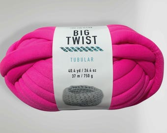 Hot Pink Jumbo Tubular Yarn – Big Twist – 40.4 Yards – Chunky Yarn for Arm Knitting