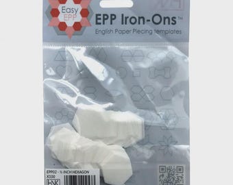 1/2" Iron-On Hexagons, Pack of 100 EPP papers fusible iron on English Paper Piecing Hugs n Kisses