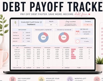 Debt Payoff Spreadsheet | Google Sheets Tracker | Monthly Payment Planner | Debt Free Journey | Budget Template