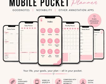 Mobilny kieszonkowy planer | Planer dzienny, tygodniowy, miesięczny (wersja cyfrowa do pobrania)