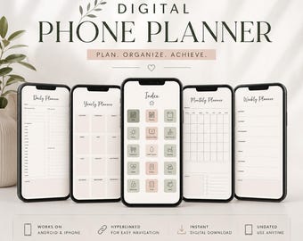 Cyfrowy planer telefoniczny | Planer dzienny, tygodniowy, miesięczny (wersja cyfrowa do pobrania)