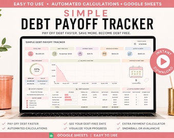 Hoja de cálculo para el seguimiento del pago de deudas / Plantilla de finanzas para Google Sheets (Descarga instantánea)