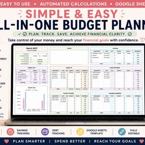 Simple and Easy Budget Planner | Expense Tracker | Savings & Debt Payoff | Fixed and Variable Bills