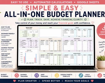 Simple and Easy Budget Planner | Expense Tracker | Savings & Debt Payoff | Fixed and Variable Bills