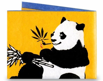 Carteira fina com estampa de panda: design de origami, material de microfibra