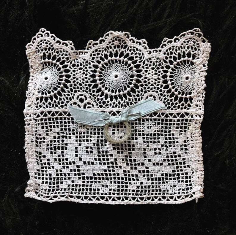 Antique Hair Memento \u2022 Sweet Little Victorian Lock of Hair on Bobbin Doily\\Lace