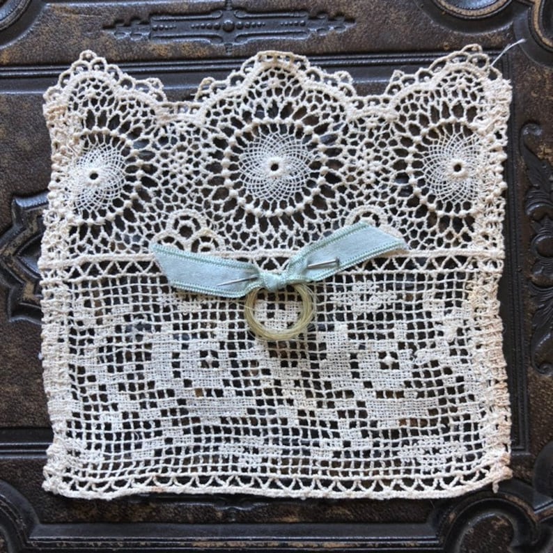 Antique Hair Memento \u2022 Sweet Little Victorian Lock of Hair on Bobbin Doily\\Lace
