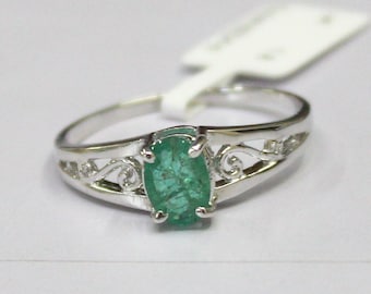 Natural Emerald 925 Sterling Silver, Vintage Filigree Ring, May Birthstone Solitaire Jewelry, Handmade Promise Ring, Unique Gift For Her