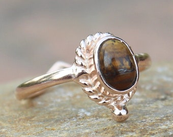 Natural Tiger Eye, 925 Sterling Silver, Handmade Jewelry, Tiger Eye Silver Ring, Oval Gemstone Jewelry, Rose Gold Chevron Tiger Eye Ring