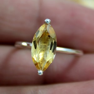 Handmade Silver Ring - Natural Yellow Citrine - 925 Sterling Silver - Citrine Marquise Gemstone - Statement Ring - November Birthstone Ring