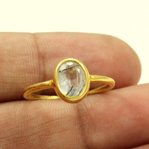 925 Sterling Silver Black Rutile Ring Bezel Set Oval Ring Alternative Engagement Ring Rutilated Quartz Jewelry Goth Minimalist Stacking Ring