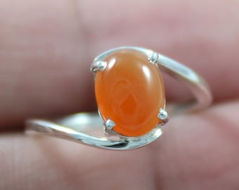 Natural Carnelian Ring - 925 Sterling Silver - Handmade Silver Jewelry - Carnelian Gemstone - Promise Statement Jewelry - Birthstone Ring