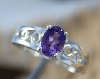 Natural Amethyst Ring - 925 Sterling Silver Ring - Amethyst Ring - Silver Gemstone - Amethyst Silver Ring - Birthstone Ring - Promise Ring