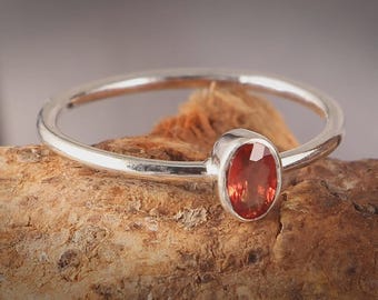Natural Red Sapphire Ring 925 Sterling Silver Petite Minimalist Oval Bezel Set Ring Rare Red Gemstone Stacking Ring Promise Gift For Her