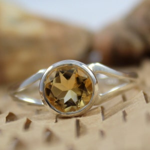 Natürlicher Citrin Ring - 925 Sterling Silber - Citrin Edelstein - Handgemachter Ring - Statement Ring - Versprechen Ring - Geschenk für Sie - Geburtsstein