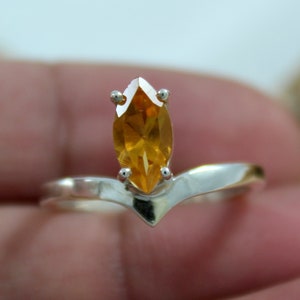Natural Yellow Citrine Ring - 925 Sterling Silver - Handmade Jewelry - Marquise Cut Gemstone - Statement Ring - November Birthstone Ring