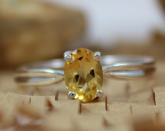 Natural Yellow Citrine, 925 Sterling Silver, Handmade Gemstone Ring, November Birthstone Ring, Yellow Gemstone Ring, Gift For Her, All Size