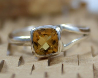 Natural Yellow Citrine - 925 Sterling Silver - Handmade Silver Jewelry - Gemstone Ring - Statement Ring - Promise Ring - November Birthstone