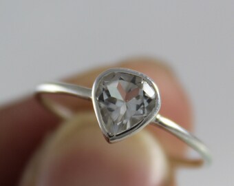 Natural White Topaz - 925 Sterling Silver - Handmade Jewelry - Heart Topaz Ring - White Topaz Silver Ring - Promise Ring - Simple Ring