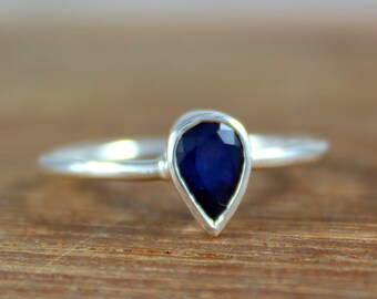 Natural Blue Sapphire - 925 Sterling Silver - Handmade Silver Ring - Diffusion Blue Sapphire Ring - Statement Ring - Gemstone Silver Jewelry