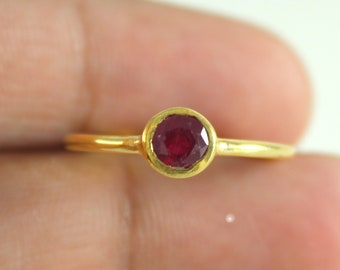 Gold Ruby Ring - 14K 18K Stacking Gemstone Ring