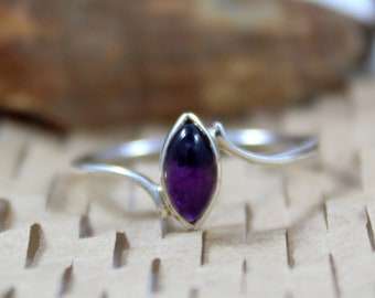 Natural Amethyst, 925 Sterling Silver, 4X8 MM Marquise, Amethyst Gemstone, Handmade Ring, Promise Ring, February Birthstone, Gold Plated