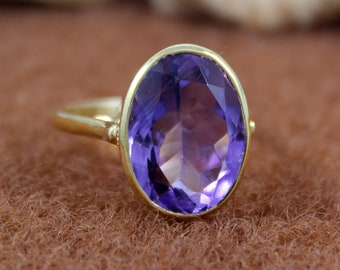 Natural Amethyst Ring - Gold Plated Ring - 925 Solid Sterling Silver - Handmade Amethyst Ring - Purple Ring - Wedding Gift -Gemstone Jewelry