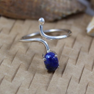 Natural Lapis Lazuli - 925 Sterling Silver - 5 X 7 MM Lapis Gemstone - Prong Setting - Handmade Jewelry - Statement Ring - Birthstone Ring