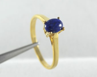 Handmade Prong Set Lapis Lazuli Gold Ring: 14k/18k Gold