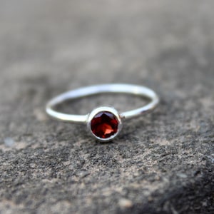 Natural Garnet Ring, Garnet Ring For Women, Garnet Ring Silver, Garnet Ring Band, Garnet Jewelry, January Birthstone, 925 Sterling Silver