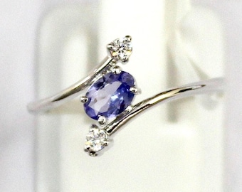 Zierlicher 925 Silber Tansanit Ring, Horizontaler Ovaler Tansanit Ring, Einzigartiger Minimalistischer Edelstein Schmuck, Versprechen Geschenk für Sie