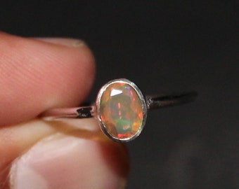 USA Seller Oval Blue Lab Opal Ring Genuine Sterling Silver 925 Size 6