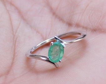 925 Solid Sterling Silver - Natural Green Emerald Ring - Ring Jewelry Handmade - Promise Ring - May Birthstone Ring - All Size US 3 to 13