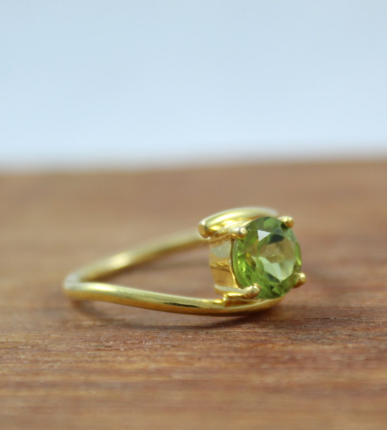 Natural Peridot Ring Statement Ring Handmade Jewelry Rose Gold Plated 925 Sterling Silver Gold Plated Ring Peridot Gemstone Ring