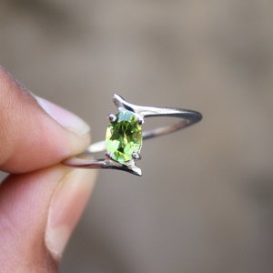 925 Solid Sterling Silver Natural Green Peridot Ring Jewelry Handmade Promise Ring Birthstone Ring Size US 3 to 13 Twisted Ring image 3