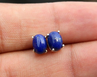 Natural Lapis Lazuli - 925 Steling Silver - Lapis Lazuli Earrings - Handmade Jewelry -Lapis Gemstone -Stud Jewelry -Gift For Her -Birthstone