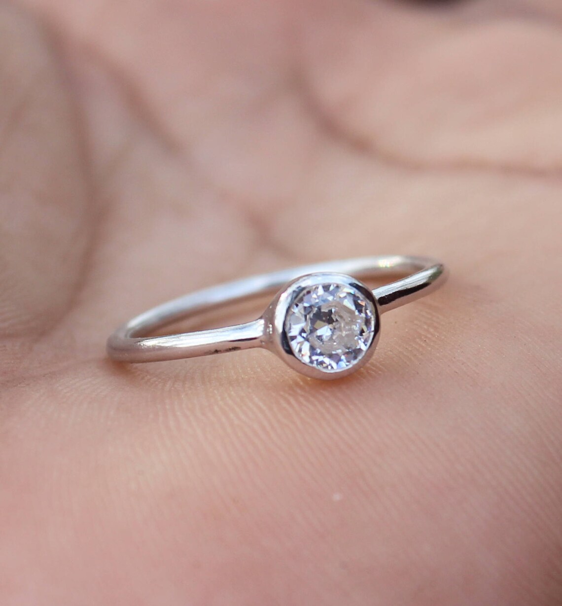 925 Sterling Silver Lab Created Diamond Cubic Zircon Ring Etsy