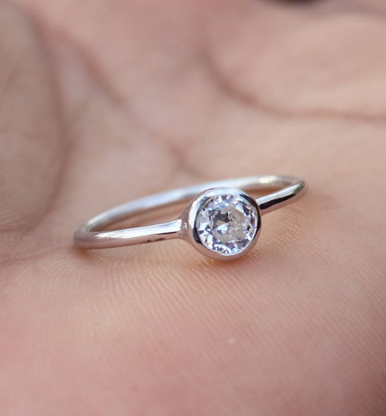 925 Sterling Silver Lab Created Diamond Cubic Zircon Ring Etsy