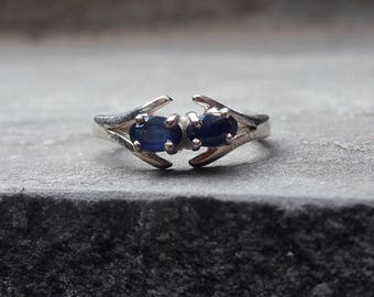 Handmade Ring, 925 Sterling Silver, Natural Blue Sapphire, September Birthstone, 2 Stone Ring, Jewelry For Loved One, 5 X 3 MM