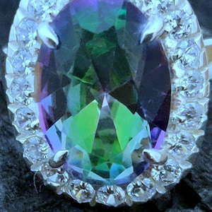 Synthetic Mystic Topaz Ring-925 Sterling Silver-Prong Setting-Cluster Ring-C.Z.-Ring Jewelry-Promise Ring-Birthstone Ring-US Size 3-13