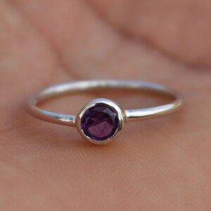 Natural Amethyst Ring, 925 Sterling Silver, Silver Amethyst Ring, February Birthstone Ring, Amethyst Ring Silver, 5MM Round Cut Gift For Her