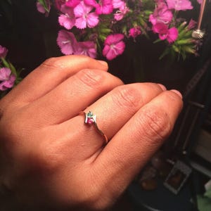 Most Beautiful Ruby & Emerald Toi Et Moi Gold Ring, Family Birthstone Ring, Double Birthstone Ring, Anniversary Gift, Minimalist Gold Ring