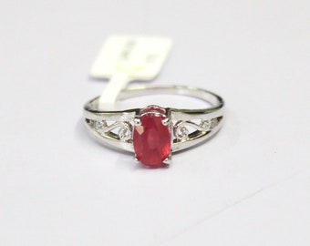 1 CT. Natural Glass Filling Ruby - 925 Sterling Silver - 5 X 7 MM Oval Cut - Prong Set - All Size US 3 - 13 - Birthstone Ring