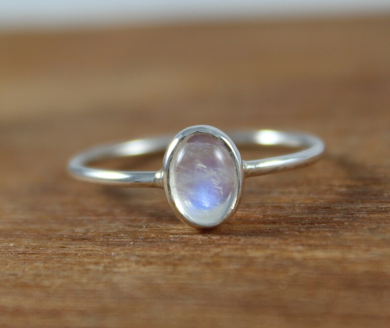 Handmade Ring 925 Sterling Silver Band Jewelry Natural Rainbow Moonstone Jewelry