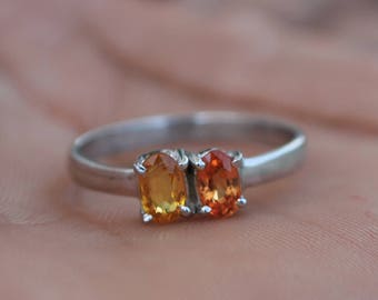 Natural Orange Sapphire - 925 Sapphire Ring - Ring Jewelry - Handmade Jewelry - September Birthstone - Valentine's Gift - Size US 4 to 13