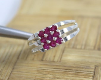 Natural Ruby Sterling Silver Ring: Dainty July Birthstone Ring